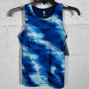 ID Ideology Women's Printed Shelf-Bra Tank Top Tartan Blue XS